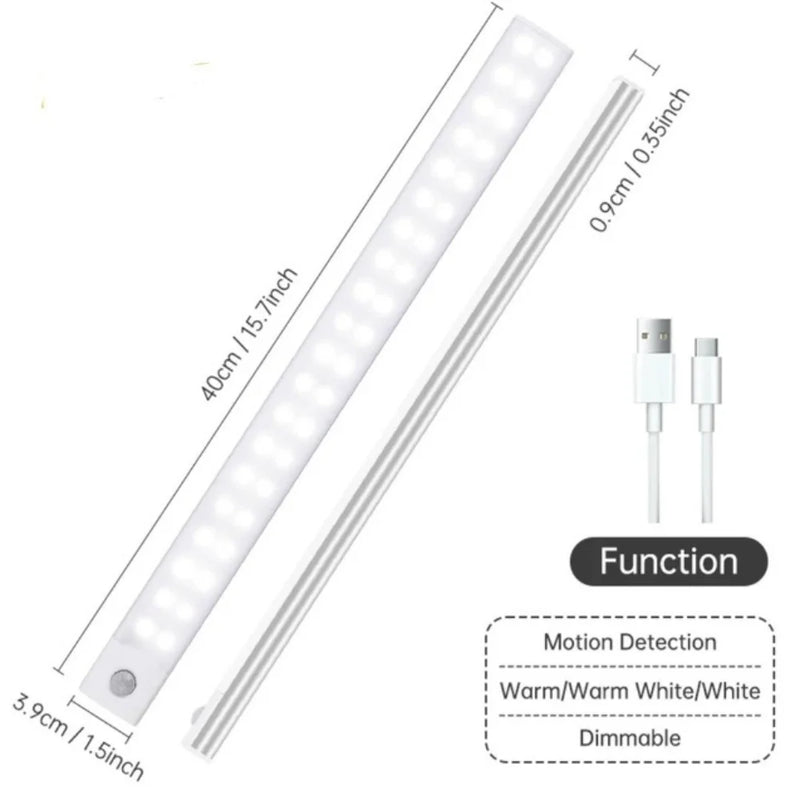 Luz Inteligente Automática com LED Autoadesivo Recarregável; Luz Inteligente L1803 com Sensor de Movimento 40 cm